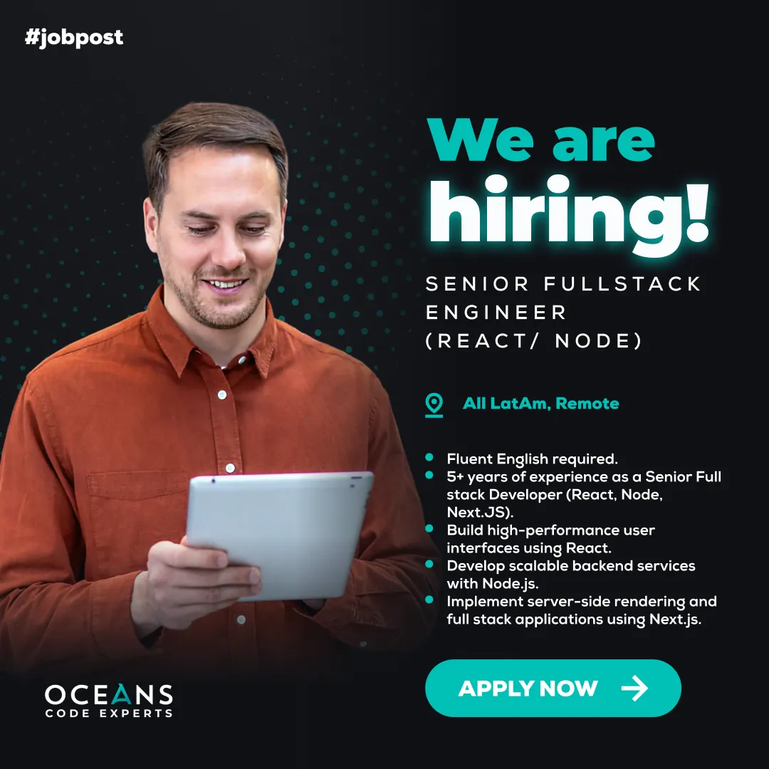 Senior FullStack Engineer (React/ Node) YR-10P | Oceans Code Experts